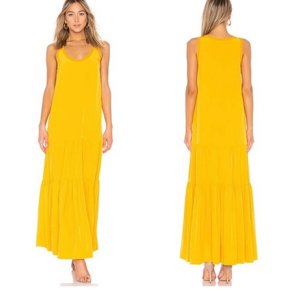 Elizabeth and James yellow silk maxi dress, XS